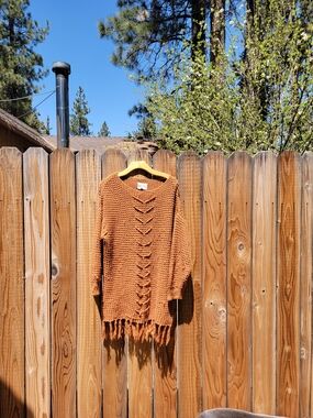 Long Knit Fringe Sweater